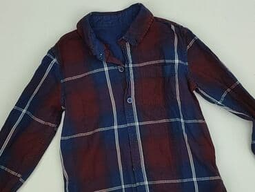 lidl koszula flanelowa: Koszula 4-5 lat, stan - Bardzo dobry, wzór - Kratka, kolor - Bordowy — 1