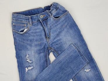 legginsy woskowane z wysokim stanem: Spodnie jeansowe, H&M, 8 lat, 128, stan - Idealny — 1